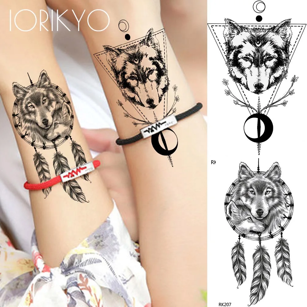 IORIKYO Lovers Wolf Totem Temporary Tattoo Stickers Black Dreamcatcher Moon Women Fake Men Tattoo Sexy Waterproof Tatoo Punk DIY
IORIKYO Lovers Wolf Totem Temporary Tattoo Stickers Black Dreamcatcher Moon Women Fake Men Tattoo Sexy Waterproof Tatoo Punk DIY