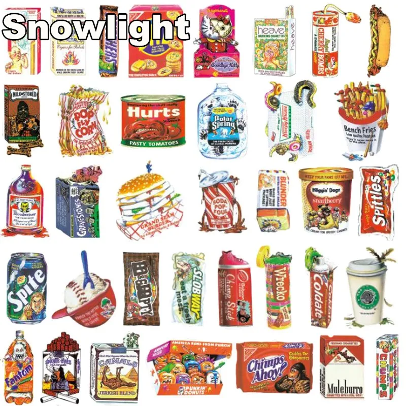 75pcs/lot Cartoon Spoof Food Bottle Home Decor Laptop Stickers Waterproof Luggage Decal For Skateboard Kids Classical Toy