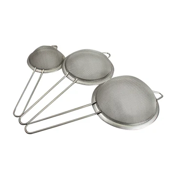 3 Durable Stainless Steel Fine Mesh Strainer/Colander with Handle