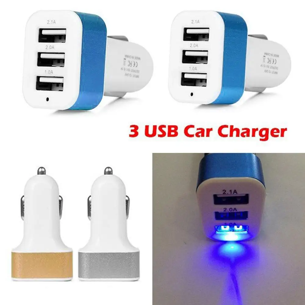 Universal 3 Port 12V USB Car Cigarette Charger Adapter Socket Quick Charging 5V 2A 2.1A 1A Car Accessories Blue Golden Silvery
Universal 3 Port 12V USB Car Cigarette Charger Adapter Socket Quick Charging 5V 2A 2.1A 1A Car Accessories Blue Golden Silvery