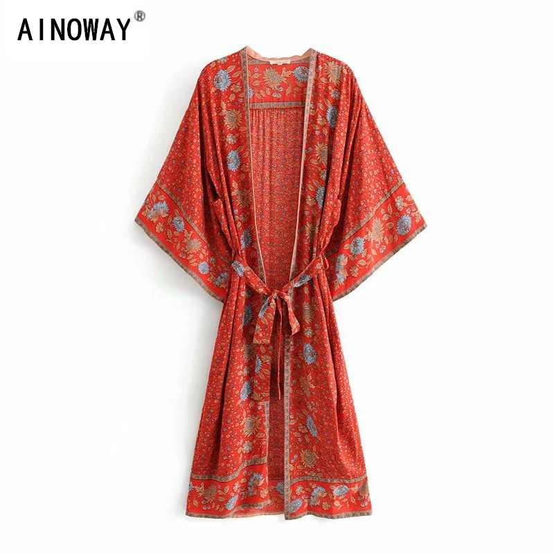 Vintage chic women floral print bat sleeve rayon beach Bohemian kimono Ladies V neck sashes Summer Boho dress vestidos
Vintage chic women floral print bat sleeve rayon beach Bohemian kimono Ladies V neck sashes Summer Boho dress vestidos