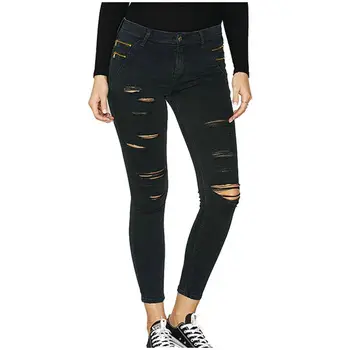 Women medium waist jeans women tight denim Slim Jeans female holes ripped trousers Skinny Pants
Women medium waist jeans women tight denim Slim Jeans female holes ripped trousers Skinny Pants