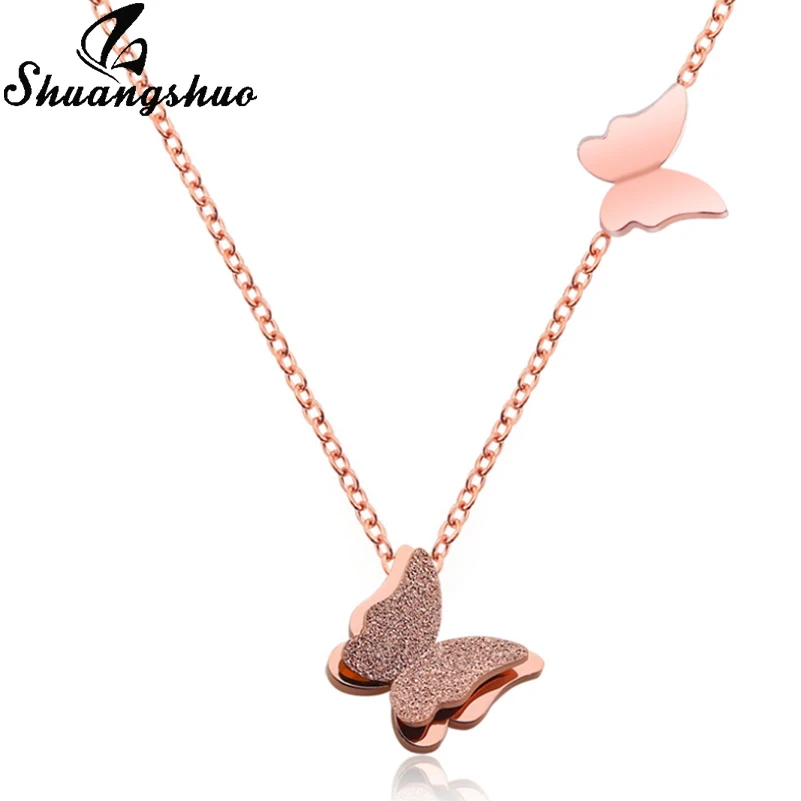 Shuangshuo Rose Color Necklaces For Women Animal Butterfly Pendant Necklace Stainless Steel Long Chain Choker collar Jewelry
Shuangshuo Rose Color Necklaces For Women Animal Butterfly Pendant Necklace Stainless Steel Long Chain Choker collar Jewelry