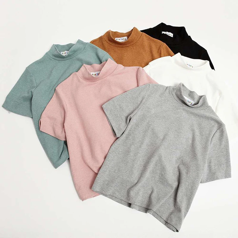 2019 New Summer Tops Cotton Shirt Female Turtleneck T Shirt Women's Short Sleeve Solid Color T-shirt Feminino Casual Tee Shirt
2019 New Summer Tops Cotton Shirt Female Turtleneck T Shirt Women's Short Sleeve Solid Color T-shirt Feminino Casual Tee Shirt