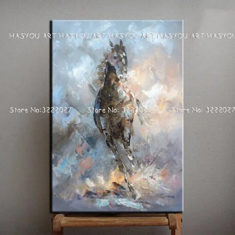 

Free Shipping Colorful Sytle Cartoon Horse Picture Abstract Animal Wall Art for Home Decoration No Framed Oil Painting on Canvas