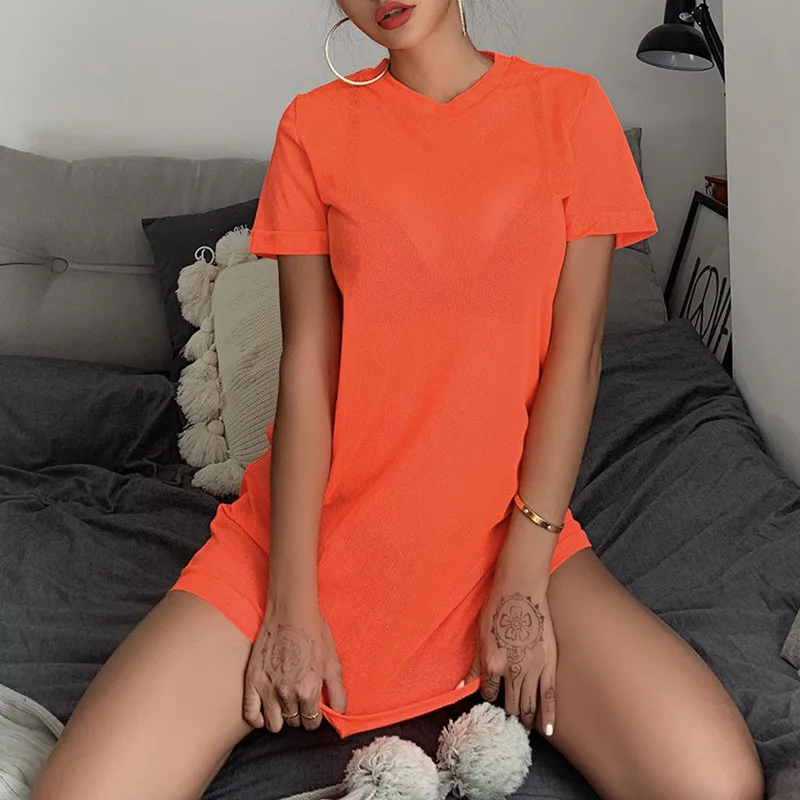 mesh loose mini dress17