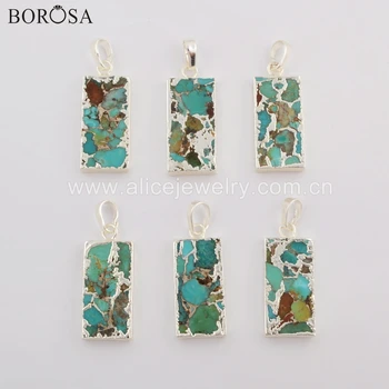 BOROSA 5/10PCS Fashion Rectangle Silver Color Copper Natural Turquoises Pendant Gems 20x10mm Pendant for Necklace S1687
BOROSA 5/10PCS Fashion Rectangle Silver Color Copper Natural Turquoises Pendant Gems 20x10mm Pendant for Necklace S1687