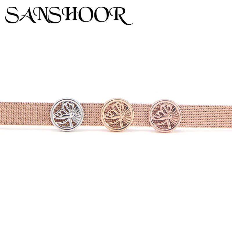 SANSHOOR Jewelry Hollow Round Butterfly Slide Charms Keeper for Leather Stainless Steel Mesh Bracelet DIY Accessories Making
SANSHOOR Jewelry Hollow Round Butterfly Slide Charms Keeper for Leather Stainless Steel Mesh Bracelet DIY Accessories Making