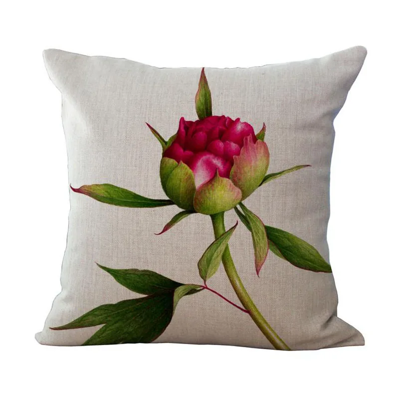 18" Pillowcase 3D Rose Printed Cushions Linen Cushion Cover Throw Pillow Case For Living Room Bed Room Flower Peony Small Fresh 22