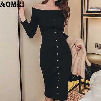 Slimming Sweater Dress Above Knee Knit Off Shoulder Elegant Korean Fall Bodycon Knitted Pullover Women Package Hip Robes Jumper
Slimming Sweater Dress Above Knee Knit Off Shoulder Elegant Korean Fall Bodycon Knitted Pullover Women Package Hip Robes Jumper