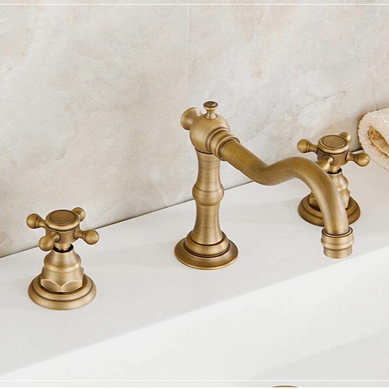 Antique-Brass-2-3-Handles-Deck-Mount-Widespread-Bathtub-Basin-Sink-Faucet-Retro-Style-Tub-Filler