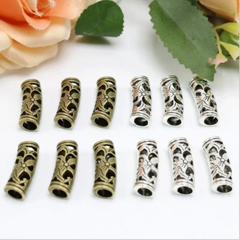

10pcs vintage zinc alloy curved Antique Silver/Bronze cube spacer beads charms Tube beads For DIY Jewelry Making Z759