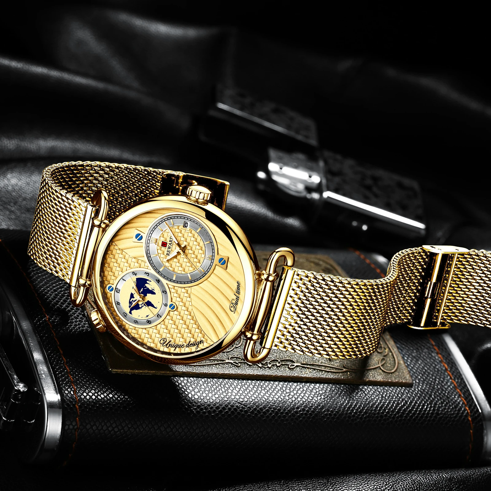 REWARD Top Brand Luxury Mens Watches Royal Golden Ultra-thin Waterproof Quartz Man Watch Sub-dials Wristwatch Relogio Masculino
REWARD Top Brand Luxury Mens Watches Royal Golden Ultra-thin Waterproof Quartz Man Watch Sub-dials Wristwatch Relogio Masculino