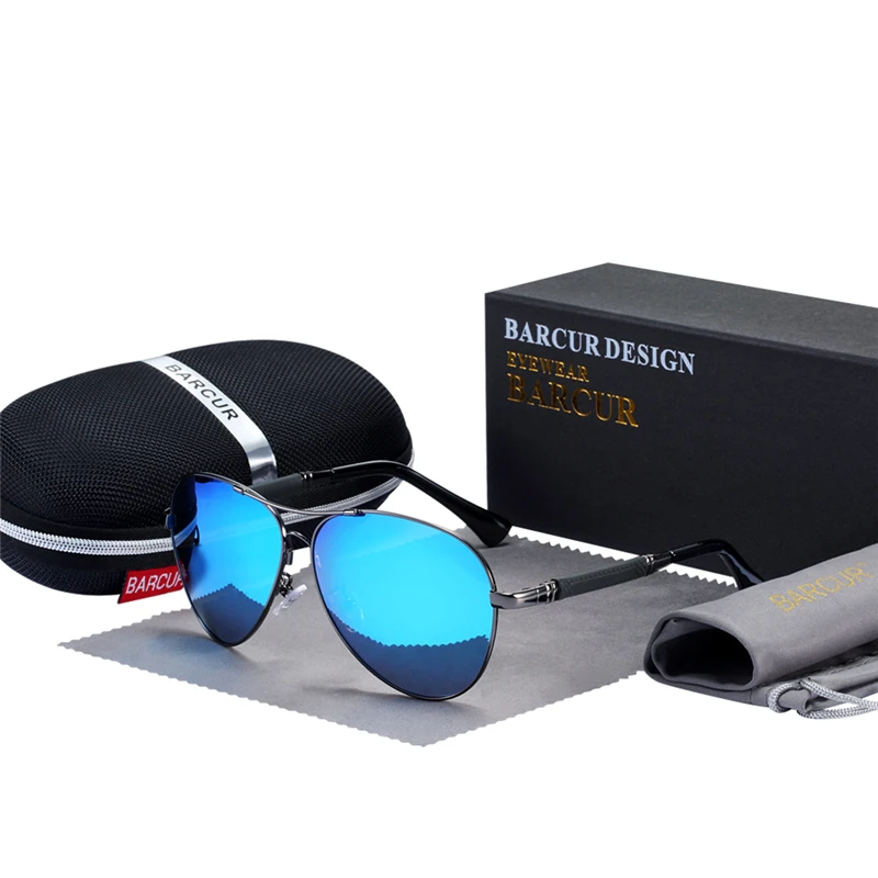 BARCUR Titanium Alloy Pilot Sunglasses Polarized Men's Women's