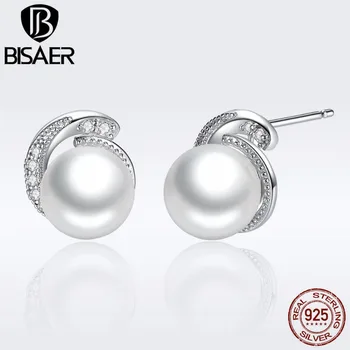 BISAER Pearl Earrings Jewelry 925 Sterling Silver White Ball Pearl Push-back Stud Earrings For Women Fashion Jewelry ECE021
BISAER Pearl Earrings Jewelry 925 Sterling Silver White Ball Pearl Push-back Stud Earrings For Women Fashion Jewelry ECE021