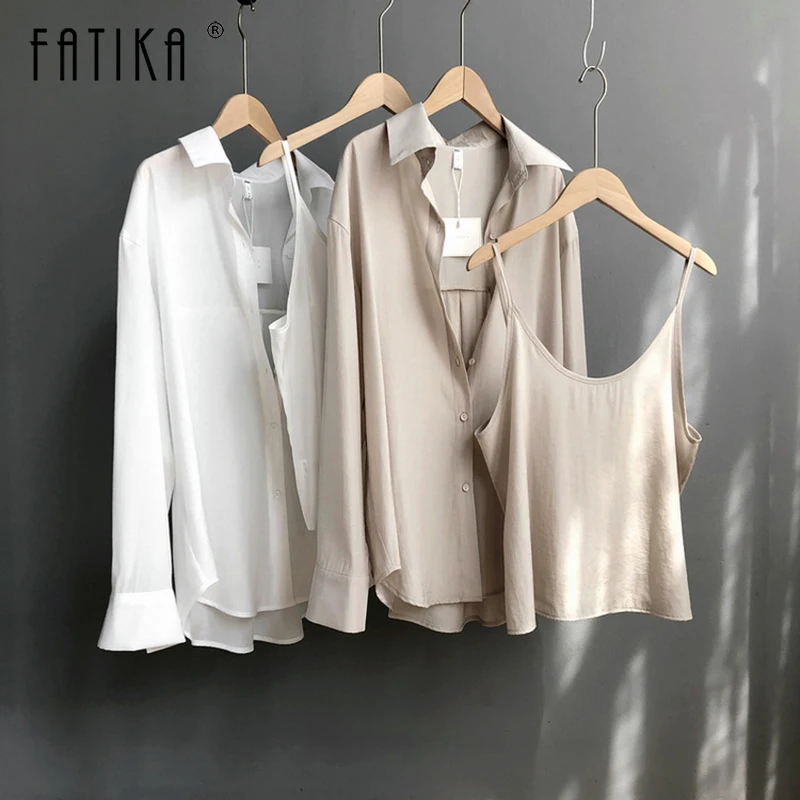 Fatika Women Korean Tank Strap Top+Turn-down Collar Blouse Solid Long Sleeve Female Office Lady 2019 Spring Autumn
Fatika Women Korean Tank Strap Top+Turn-down Collar Blouse Solid Long Sleeve Female Office Lady 2019 Spring Autumn