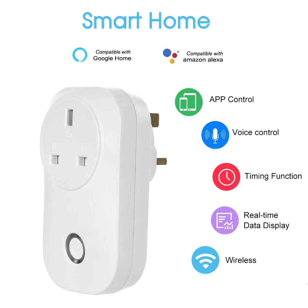 Power Plug Smart Socket Compatible with Amazon Echo Tmall Elf for Google Home IFTTT Voice Control App Remote Control UK Plug
Power Plug Smart Socket Compatible with Amazon Echo Tmall Elf for Google Home IFTTT Voice Control App Remote Control UK Plug
