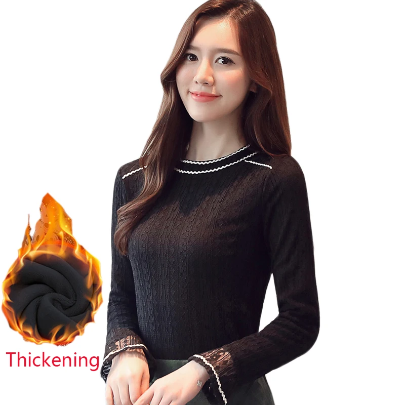 Korean Winter Lace Shirt Women Blouse Elegant Women Tops Trumpet Sleeve Velvet Lace Blouse Long-sleeved Crochet Lady Blouses
Korean Winter Lace Shirt Women Blouse Elegant Women Tops Trumpet Sleeve Velvet Lace Blouse Long-sleeved Crochet Lady Blouses