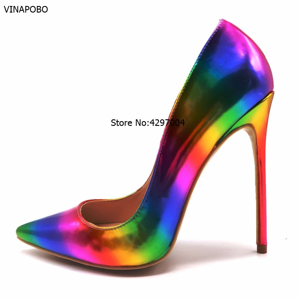 2018 New Pointed Toe Shoes Women Colorful Rainbow Striped Printed Pumps 8cm/10cm/12cm High Heels pu Leather Stiletto Size 43
2018 New Pointed Toe Shoes Women Colorful Rainbow Striped Printed Pumps 8cm/10cm/12cm High Heels pu Leather Stiletto Size 43