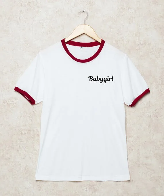 Футболка Babygirl Tumblr Ringer футболка забавная Милая модная для девочек маленьких |