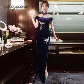 Long Embroidery Cheongsam Korean Blue Chinese Traditional Vintage Dress Women Velvet Qipao Robe Chinoise Oriental Style Dresses
Long Embroidery Cheongsam Korean Blue Chinese Traditional Vintage Dress Women Velvet Qipao Robe Chinoise Oriental Style Dresses