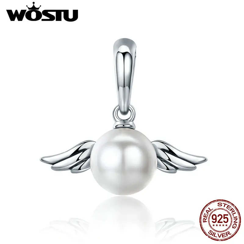 

WOSTU Luxury 100% 925 Sterling Silver Naughty Angel Wing Feather Charm fit Charm Bracelet & Necklace Jewelry Making FIC381