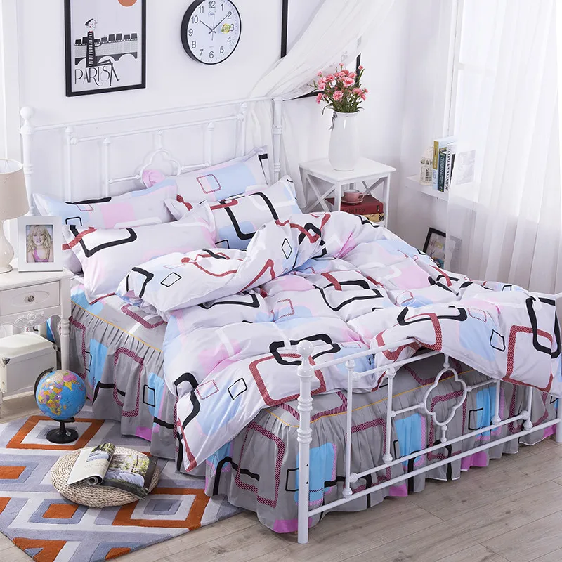 Plaids Duvet Cover Sets For Single Double Bed Twin Full Queen Size 100% Polyester Bed Skirt Bedding Sets XF645-11
Plaids Duvet Cover Sets For Single Double Bed Twin Full Queen Size 100% Polyester Bed Skirt Bedding Sets XF645-11