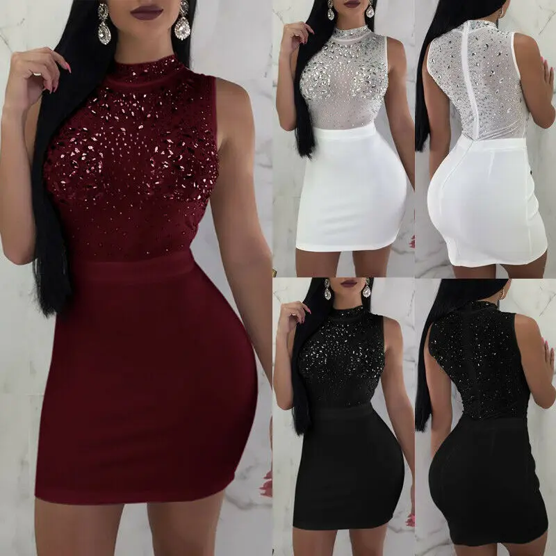 Hot Short Bodycon Mini Dresses Sleeveless Sexy Shiny With Diamond O neck Solid High Waist Club Evening Pencil Dress Embroidery
Hot Short Bodycon Mini Dresses Sleeveless Sexy Shiny With Diamond O neck Solid High Waist Club Evening Pencil Dress Embroidery