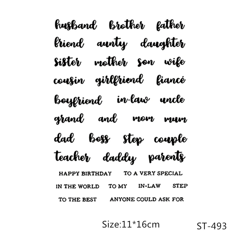 ZhuoAng Family Member Name Transparent Clear Stamps / Silicone Seals for DIY Scrapbooking photo album/Card Making Stencil
ZhuoAng Family Member Name Transparent Clear Stamps / Silicone Seals for DIY Scrapbooking photo album/Card Making Stencil