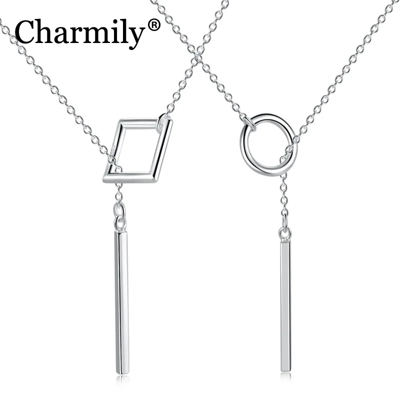 Charmily Genuine Square Round Adjustable Length Stick Shape Pendant Solid 925 Sterling Silver Necklaces Jewelry
Charmily Genuine Square Round Adjustable Length Stick Shape Pendant Solid 925 Sterling Silver Necklaces Jewelry