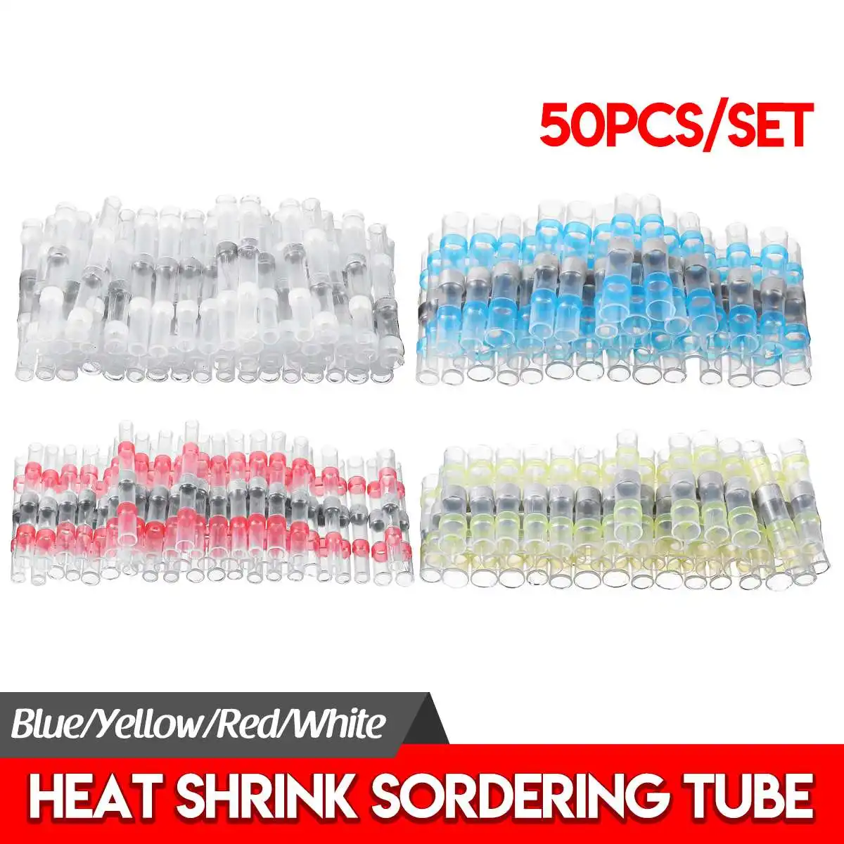 50pcs/Set Heat Shrink Soldering Tubse Sleeve Butt Wire Connectors Terminal Kit Waterproof Heat Shrinkable Tube for Connecting
50pcs/Set Heat Shrink Soldering Tubse Sleeve Butt Wire Connectors Terminal Kit Waterproof Heat Shrinkable Tube for Connecting