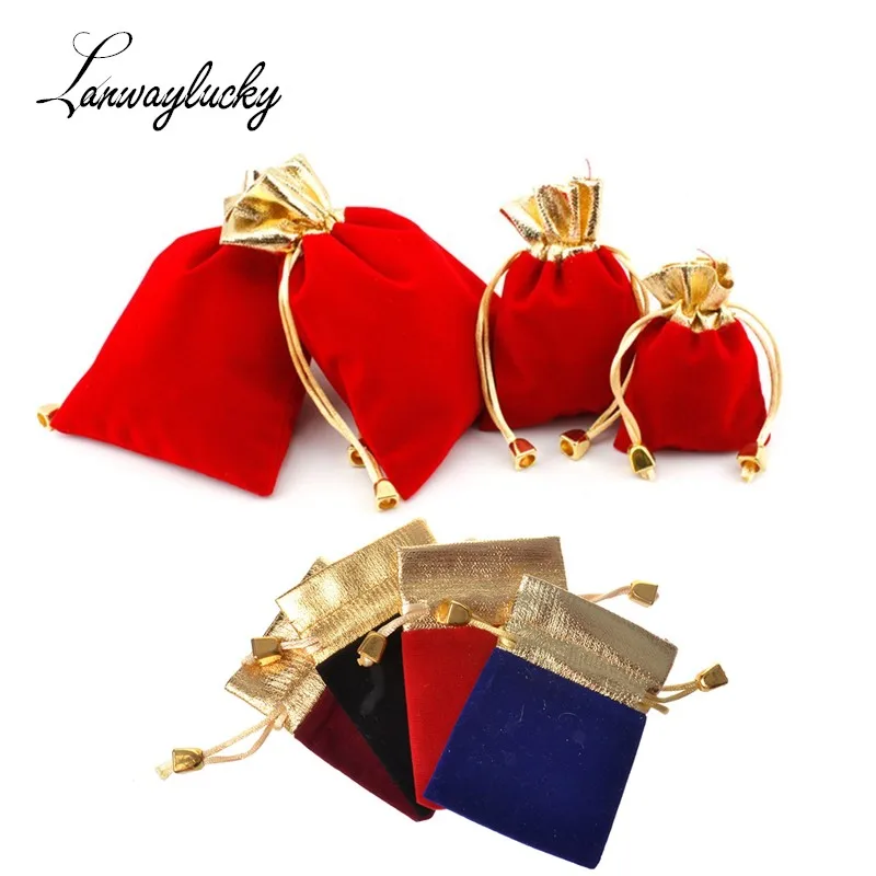 50pcs/lot Wholesale Jewelry Gift Bags Velvet Gold Trim Drawstring Pouches Black Red Blue Wine-red Party Favors Packing Bag Pouch
50pcs/lot Wholesale Jewelry Gift Bags Velvet Gold Trim Drawstring Pouches Black Red Blue Wine-red Party Favors Packing Bag Pouch