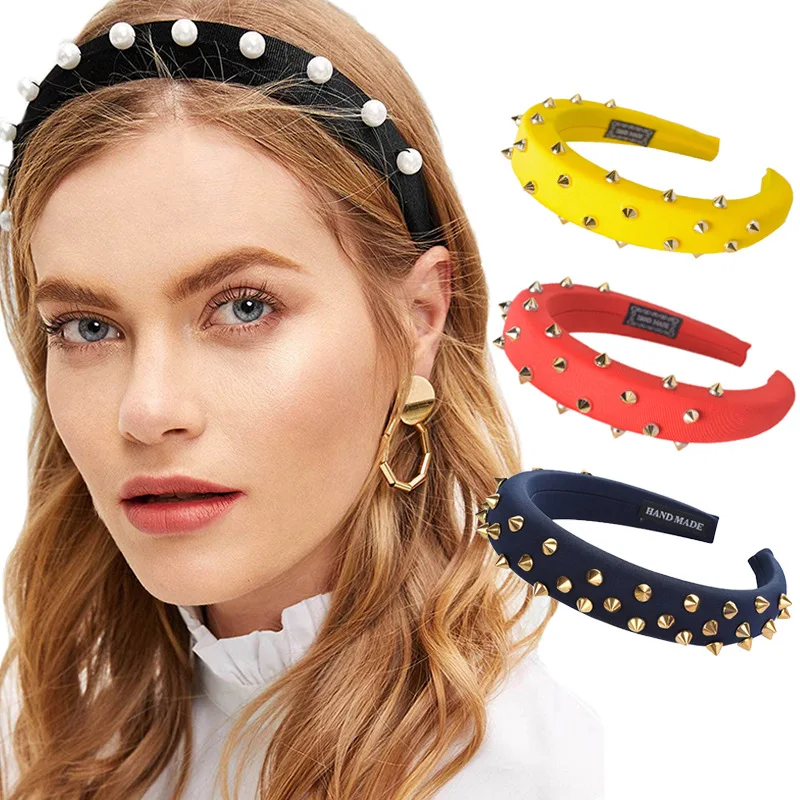 2019 New Fashion Women Sponge Rivet Headbands Women Hair Accessories Solid Knitted Fabric Hairbands Female Head Band
2019 New Fashion Women Sponge Rivet Headbands Women Hair Accessories Solid Knitted Fabric Hairbands Female Head Band