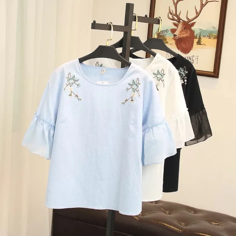 Ubetoku 2018Women's Summer Loose Blouse Shirt Sweet Flare Sleeve Flower Embroidery Tops Plus Size Lady Clothing(T91)
Ubetoku 2018Women's Summer Loose Blouse Shirt Sweet Flare Sleeve Flower Embroidery Tops Plus Size Lady Clothing(T91)