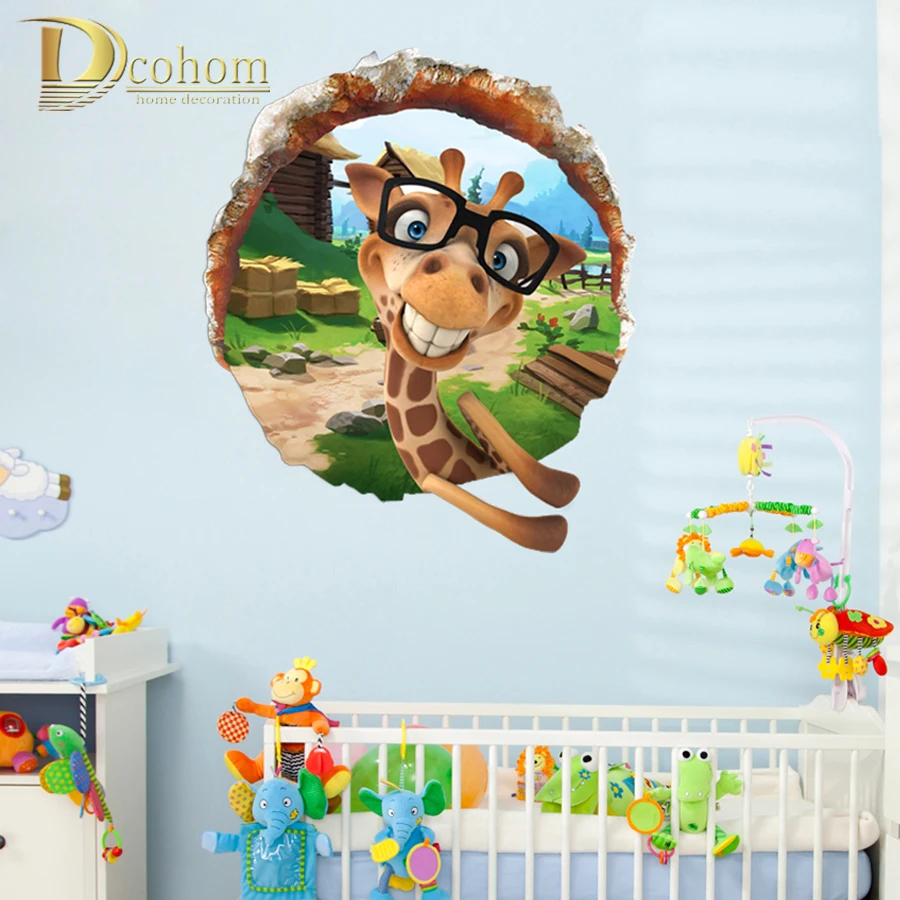 Hole View Farm Glasses Giraffe Cartoon Sticker Wall Decals Kids Room Bedroom Decoration 3D Wall Sticker Art Poster
Hole View Farm Glasses Giraffe Cartoon Sticker Wall Decals Kids Room Bedroom Decoration 3D Wall Sticker Art Poster