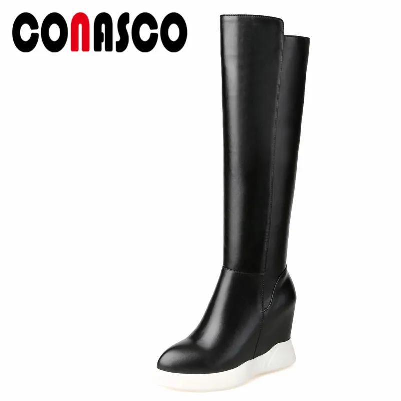 CONASCO 1Fashion Women Knee High Boots Genuine Leather Autumn Winter Warm Wedges High Heels Shoes Round Toe Party Dancing Boots
CONASCO 1Fashion Women Knee High Boots Genuine Leather Autumn Winter Warm Wedges High Heels Shoes Round Toe Party Dancing Boots