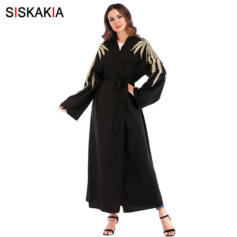 Siskakia Muslim Cardigan Abaya Metal Color Applique Embroidery Beading Design Muslimah Eid Adha Ramadan Clothing Plus Size 2019
Siskakia Muslim Cardigan Abaya Metal Color Applique Embroidery Beading Design Muslimah Eid Adha Ramadan Clothing Plus Size 2019
