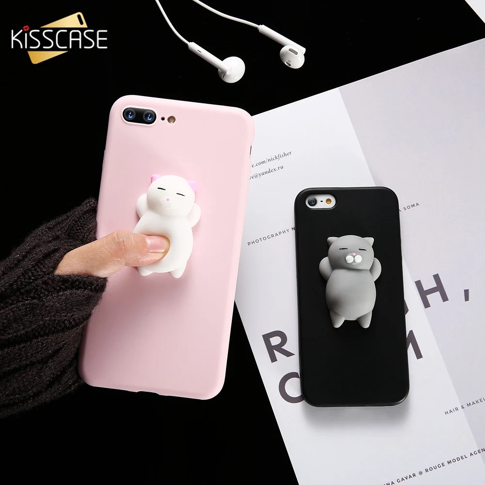 2018 New Kisscase Cat Чехол для iPhone X 8 7 6 S Plus 5S 5 SE милый мультфильм мягкая кукла samsung Galaxy Note S8