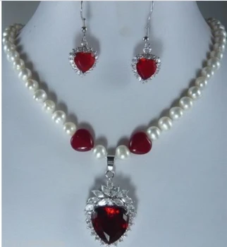 $wholesale_jewelry_wig$ White Akoya Cultured Pearl& heart Ruby Necklace earring set
$wholesale_jewelry_wig$ White Akoya Cultured Pearl& heart Ruby Necklace earring set