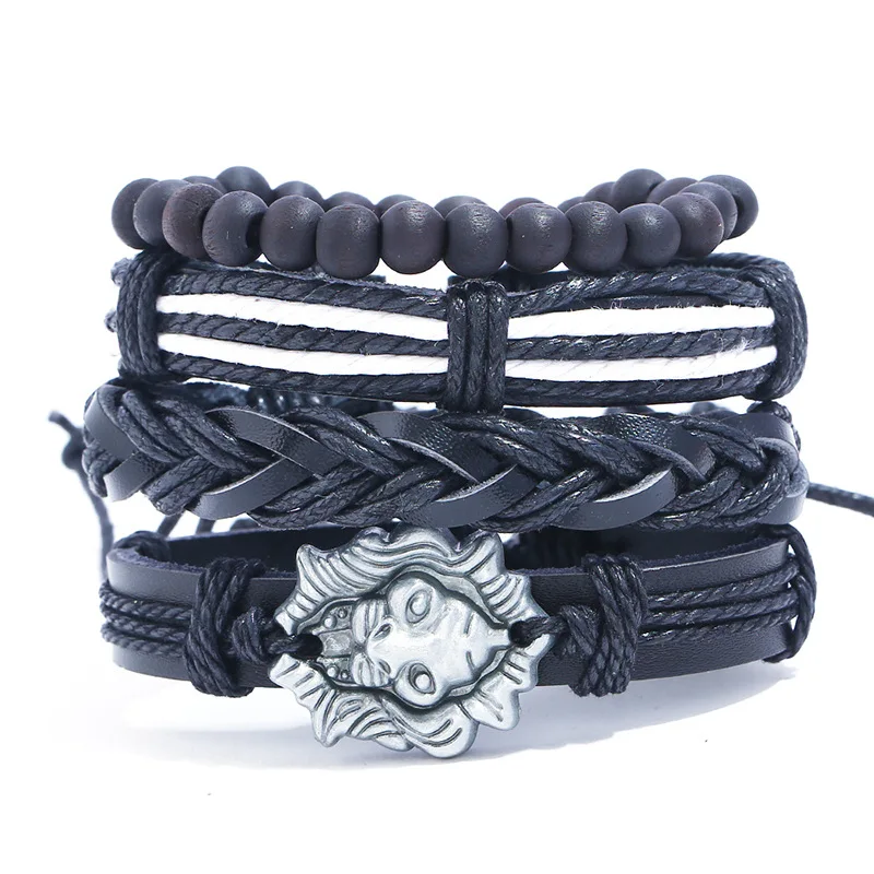 4pcs/set Foreign trade all-in-one men's woven cowhide bracelet casual accessories retro men multi-layer leather bracelet DIY
4pcs/set Foreign trade all-in-one men's woven cowhide bracelet casual accessories retro men multi-layer leather bracelet DIY