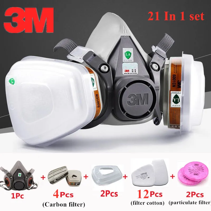 21 In 1 3M 6200 Organic Vapor Gas Mask Paint Spray 6001 Double Canisters Protective Particulate Filters Pesticide Dust Haze Mask
21 In 1 3M 6200 Organic Vapor Gas Mask Paint Spray 6001 Double Canisters Protective Particulate Filters Pesticide Dust Haze Mask