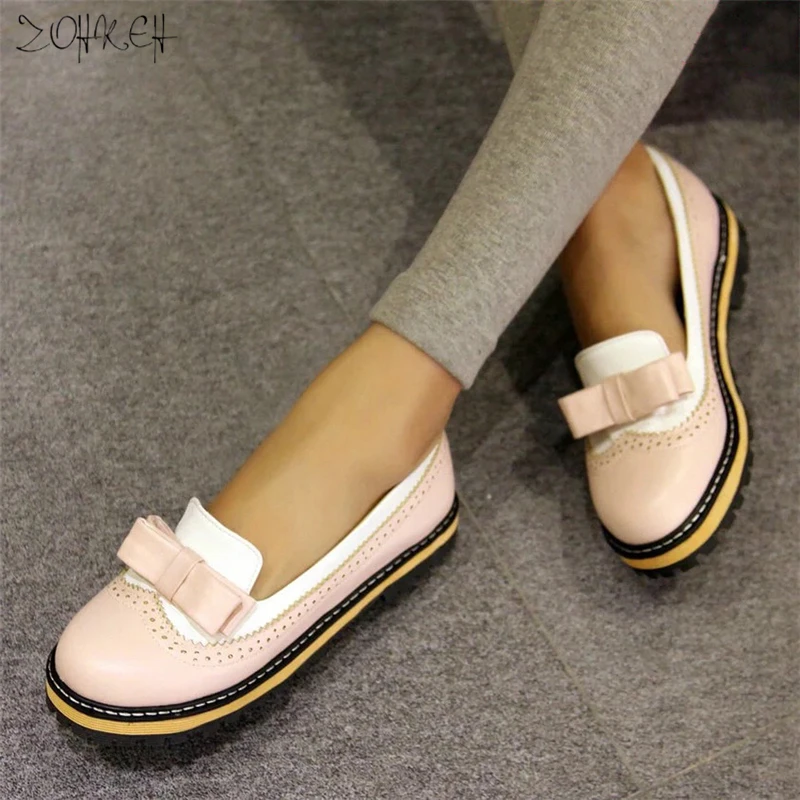 Spring/Autumn Slip On Round Toe Flat Women Shoes Mixed Color Lace Shallow Mouth PU Soft Leather Miss Shoes Size 34-43 Pink 2019
Spring/Autumn Slip On Round Toe Flat Women Shoes Mixed Color Lace Shallow Mouth PU Soft Leather Miss Shoes Size 34-43 Pink 2019