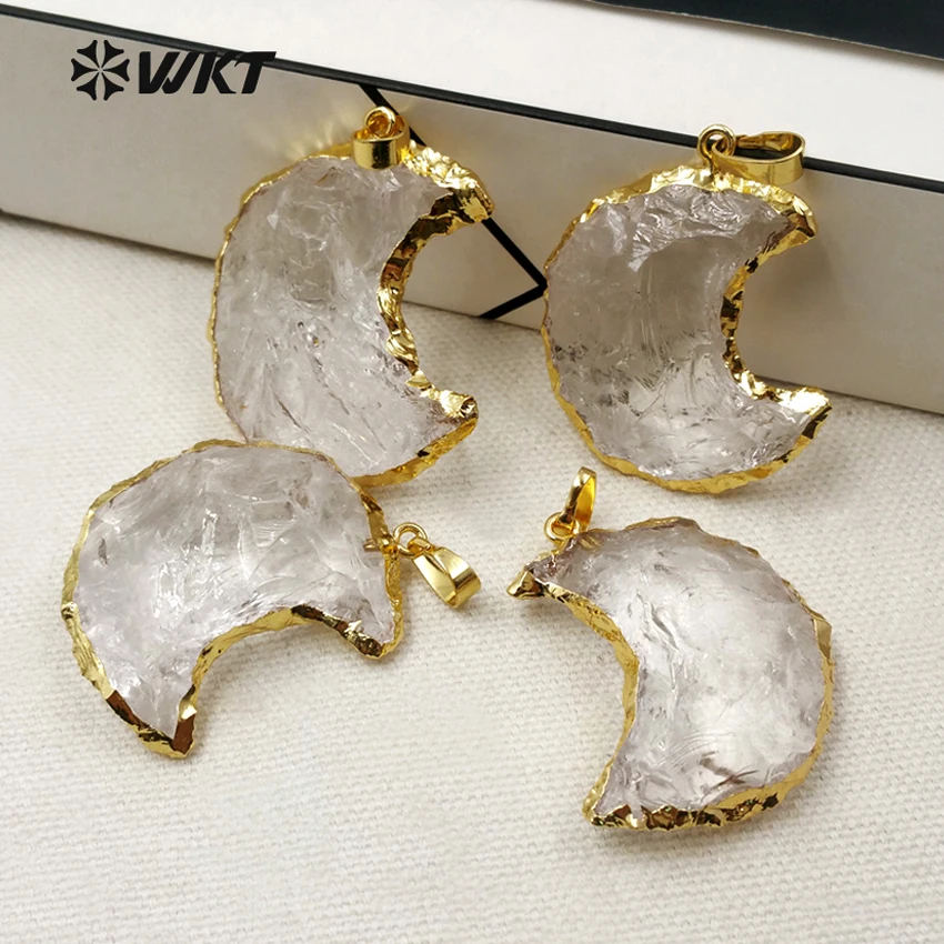 WKT WT-P1301 New ! Romantic Women Necklace Pendant New Moon Shape Natural Crystal With 24K Metal Electroplated Jewelry
WKT WT-P1301 New ! Romantic Women Necklace Pendant New Moon Shape Natural Crystal With 24K Metal Electroplated Jewelry