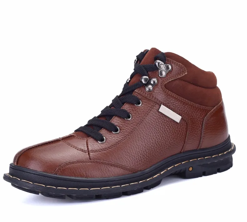 Full Grain leather Men Boots Plus Size New style Handmade Warm Men Winter Shoes Lace-Up Outdoor Winter Boots 20