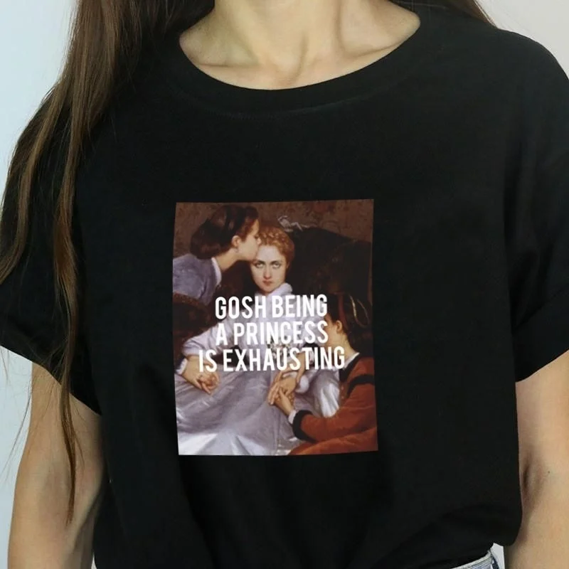 PUDO-JBH Vintage Fashion Gosh Being A Princess Is Exhausting Painting T-Shirt Grunge Style Aesthetic Graphic Tee Hipsters Top
PUDO-JBH Vintage Fashion Gosh Being A Princess Is Exhausting Painting T-Shirt Grunge Style Aesthetic Graphic Tee Hipsters Top
