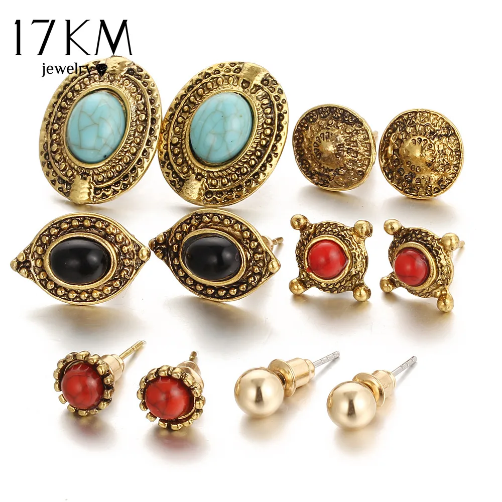 17KM New Fashion Vintage Punk Accessories Big Blue Stone Flower Earrings For Women Bijoux Brincos Pendientes 6 pairs/ set
17KM New Fashion Vintage Punk Accessories Big Blue Stone Flower Earrings For Women Bijoux Brincos Pendientes 6 pairs/ set