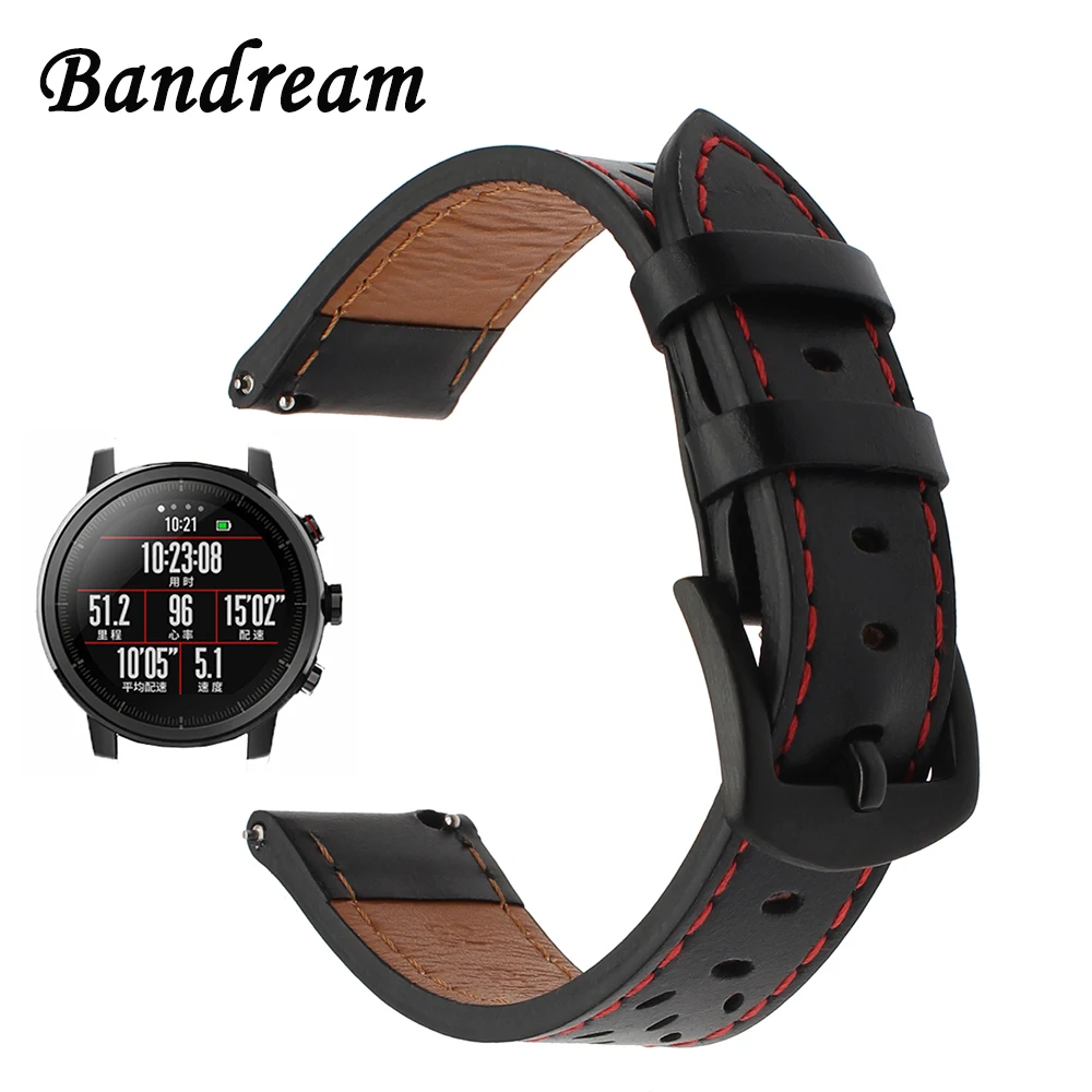 Ремешок для часов из натуральной кожи Xiaomi Huami Amazfit 2 2S Stratos быстросъемный ремешок