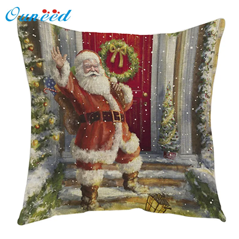Image 45x45cm Santa Claus Printing cheap Decorative Christmas Cushion Cover For Sofa decorative pillows capa de almofada Drop Shipping