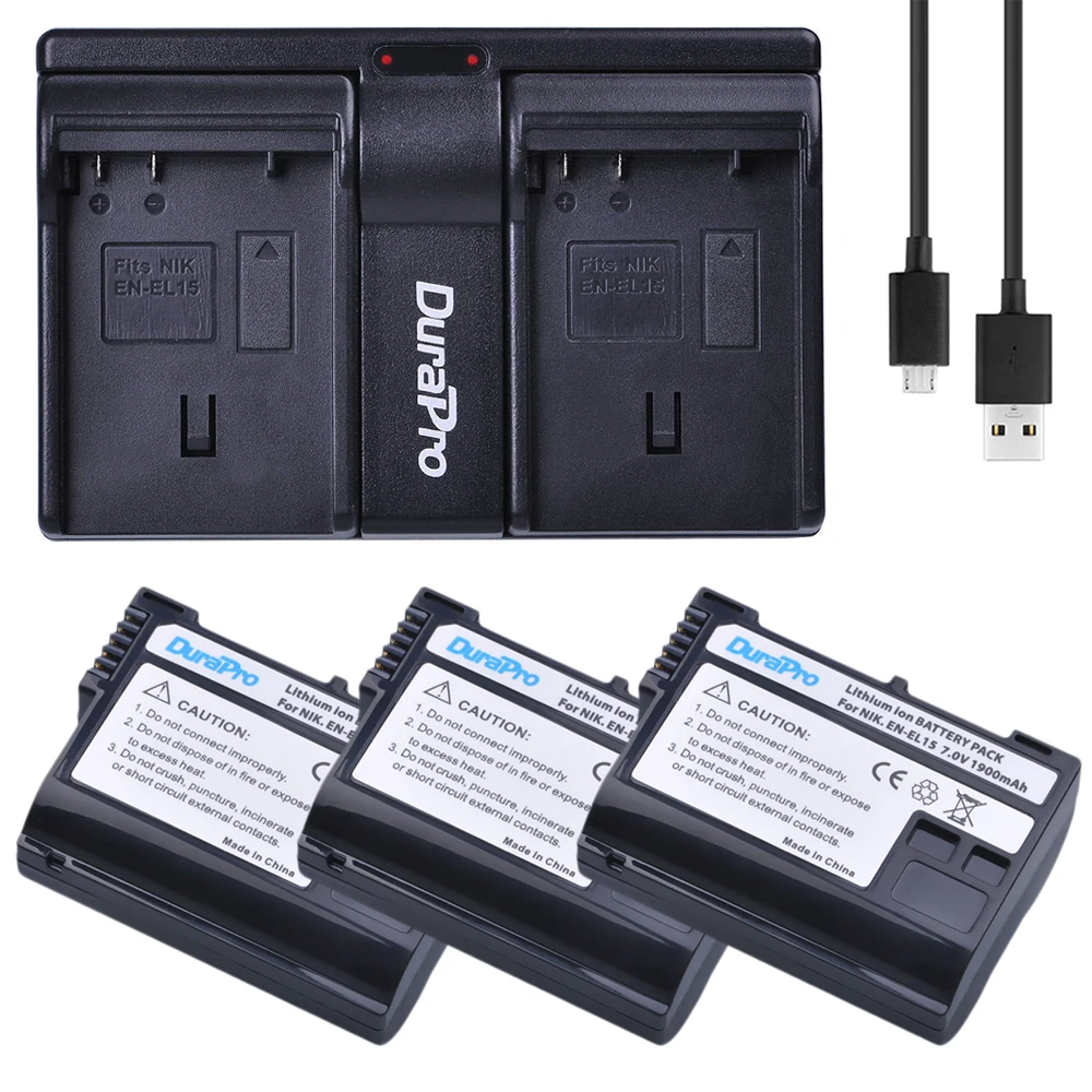3x 1900mAH EN-EL15 ENEL15 EN EL15 Camera Battery + Dual USB Charger for Nikon 1 V1 D600 D610 D800 D800E D810 D7000 D7100 Bateria
3x 1900mAH EN-EL15 ENEL15 EN EL15 Camera Battery + Dual USB Charger for Nikon 1 V1 D600 D610 D800 D800E D810 D7000 D7100 Bateria