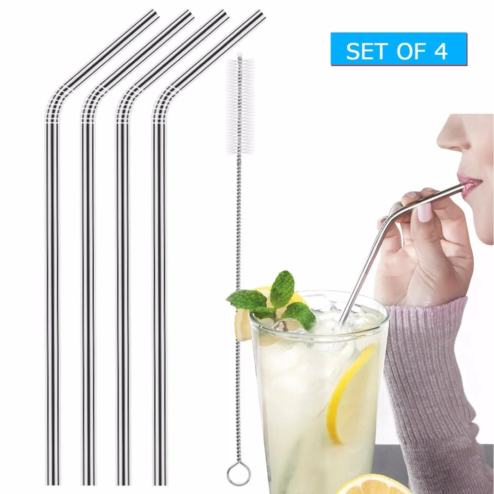 Stainless Steel Straws Set of 4 Reusable Metal Drinking Bend Straws with One Cleaning Brush Eco Friendly Drinking Straws
Stainless Steel Straws Set of 4 Reusable Metal Drinking Bend Straws with One Cleaning Brush Eco Friendly Drinking Straws